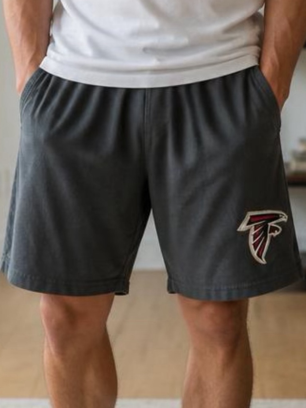 NFL Men's Athletic Shorts Charcoal with Red/White Logo Atlanta Falcons